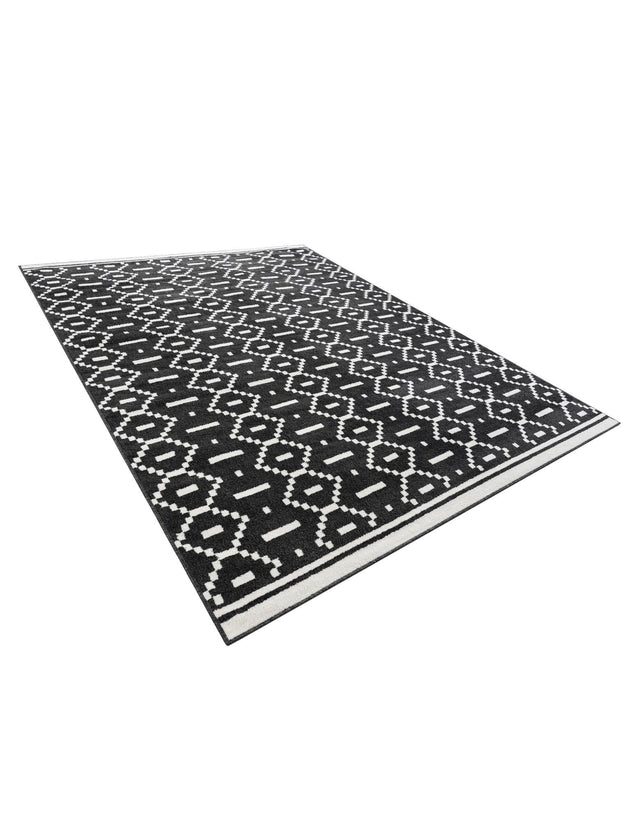 Black 7' 10 x 10' Norge Rectangle Area Rug 100% Polypropylene Easy Clean Non Shed Stain Resistant Modern Carpet for Home Interior Design for Sale at Rug Engine