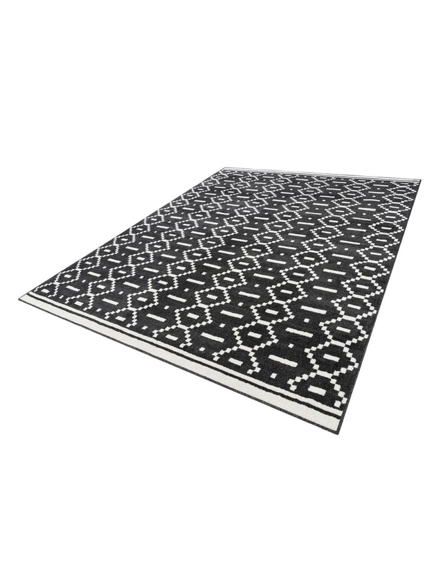 Black 7' 10 x 10' Norge Rectangle Area Rug 100% Polypropylene Easy Clean Non Shed Stain Resistant Modern Carpet for Home Interior Design for Sale at Rug Engine