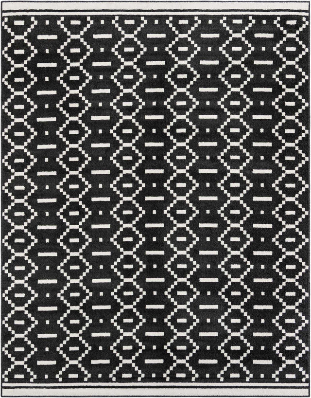 Black 7' 10 x 10' Norge Rectangle Area Rug 100% Polypropylene Easy Clean Non Shed Stain Resistant Modern Carpet for Home Interior Design for Sale at Rug Engine