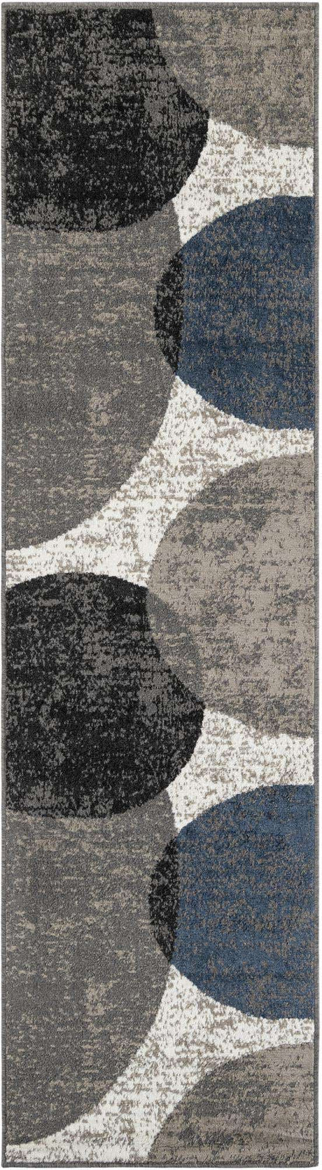 Multicolor 2' 7 x 10' Norge Runner Area Rug 100% Polypropylene Easy Clean Non Shed Stain Resistant Modern Carpet for Home Interior Design for Sale at Rug Engine