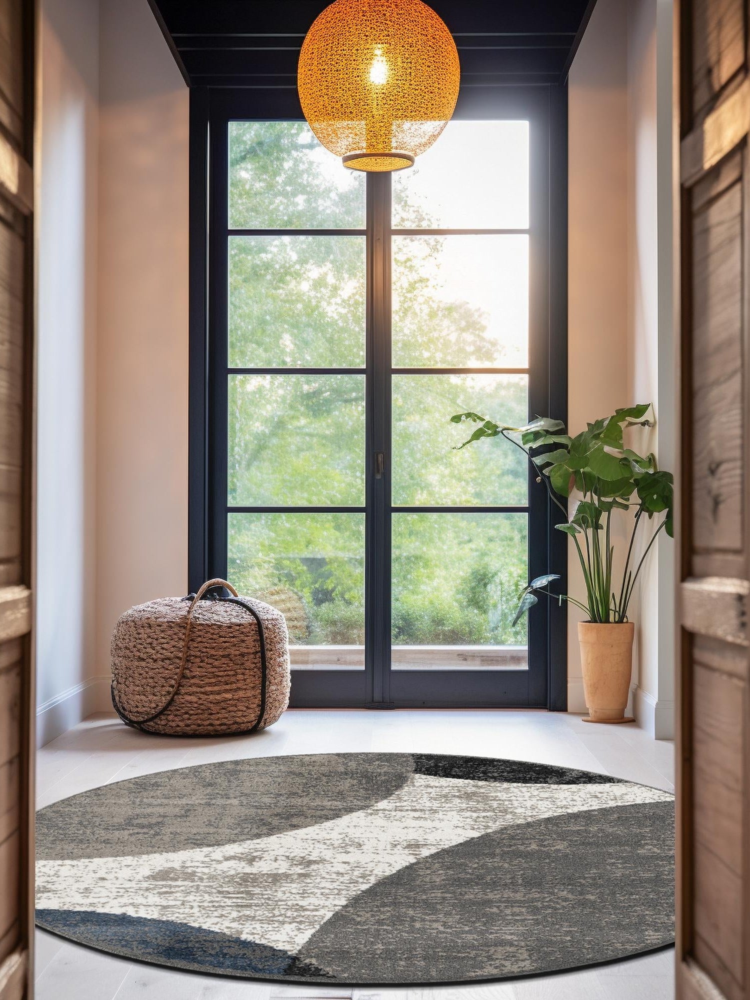 Multicolor 4' 1 x 4' 1 Norge Round Area Rug 100% Polypropylene Easy Clean Non Shed Stain Resistant Modern Carpet for Home Interior Design for Sale at Rug Engine