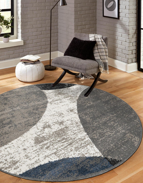 Multicolor 3' 1 x 3' 1 Norge Round Area Rug 100% Polypropylene Easy Clean Non Shed Stain Resistant Modern Carpet for Home Interior Design for Sale at Rug Engine