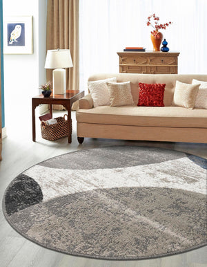 Multicolor 7' 10 x 7' 10 Norge Round Area Rug 100% Polypropylene Easy Clean Non Shed Stain Resistant Modern Carpet for Home Interior Design for Sale at Rug Engine