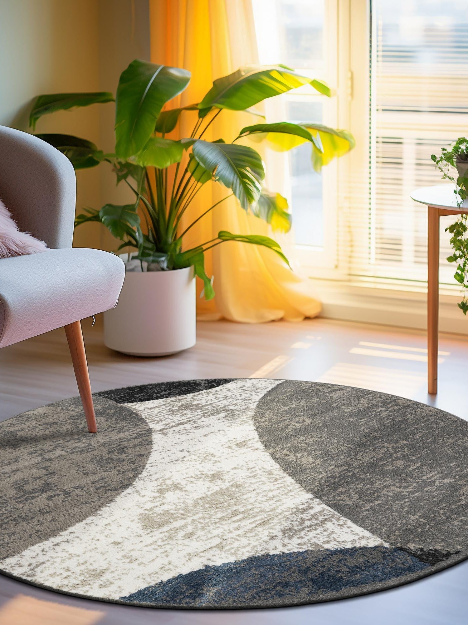 Multicolor 7' 10 x 7' 10 Norge Round Area Rug 100% Polypropylene Easy Clean Non Shed Stain Resistant Modern Carpet for Home Interior Design for Sale at Rug Engine