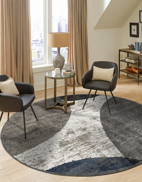 Multicolor 5' 1 x 5' 1 Norge Round Area Rug 100% Polypropylene Easy Clean Non Shed Stain Resistant Modern Carpet for Home Interior Design for Sale at Rug Engine