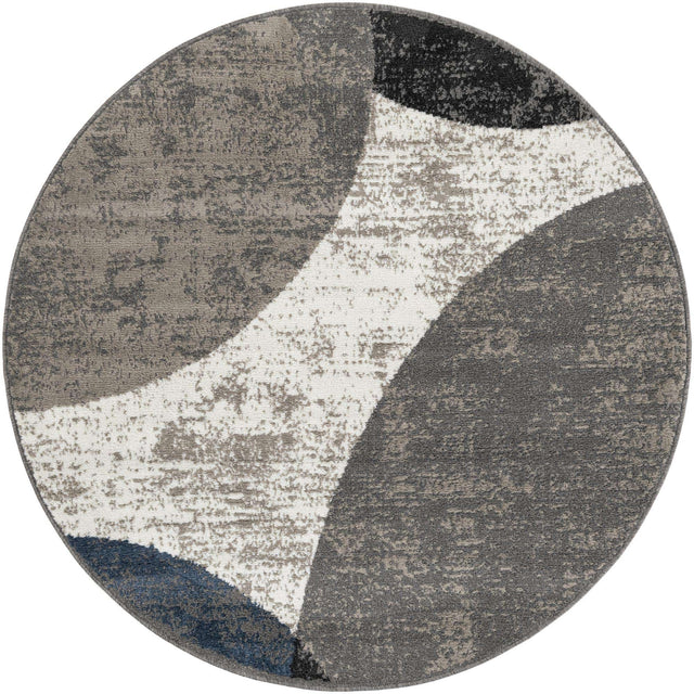 Multicolor 5' 1 x 5' 1 Norge Round Area Rug 100% Polypropylene Easy Clean Non Shed Stain Resistant Modern Carpet for Home Interior Design for Sale at Rug Engine