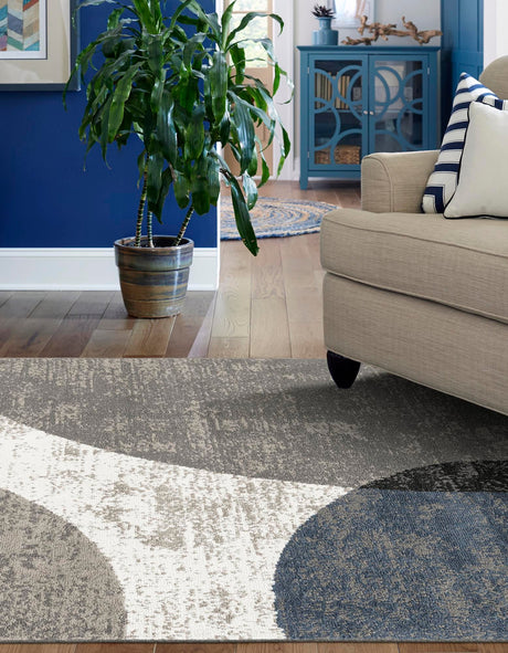 Multicolor 5' 1 x 8' Norge Rectangle Area Rug 100% Polypropylene Easy Clean Non Shed Stain Resistant Modern Carpet for Home Interior Design for Sale at Rug Engine