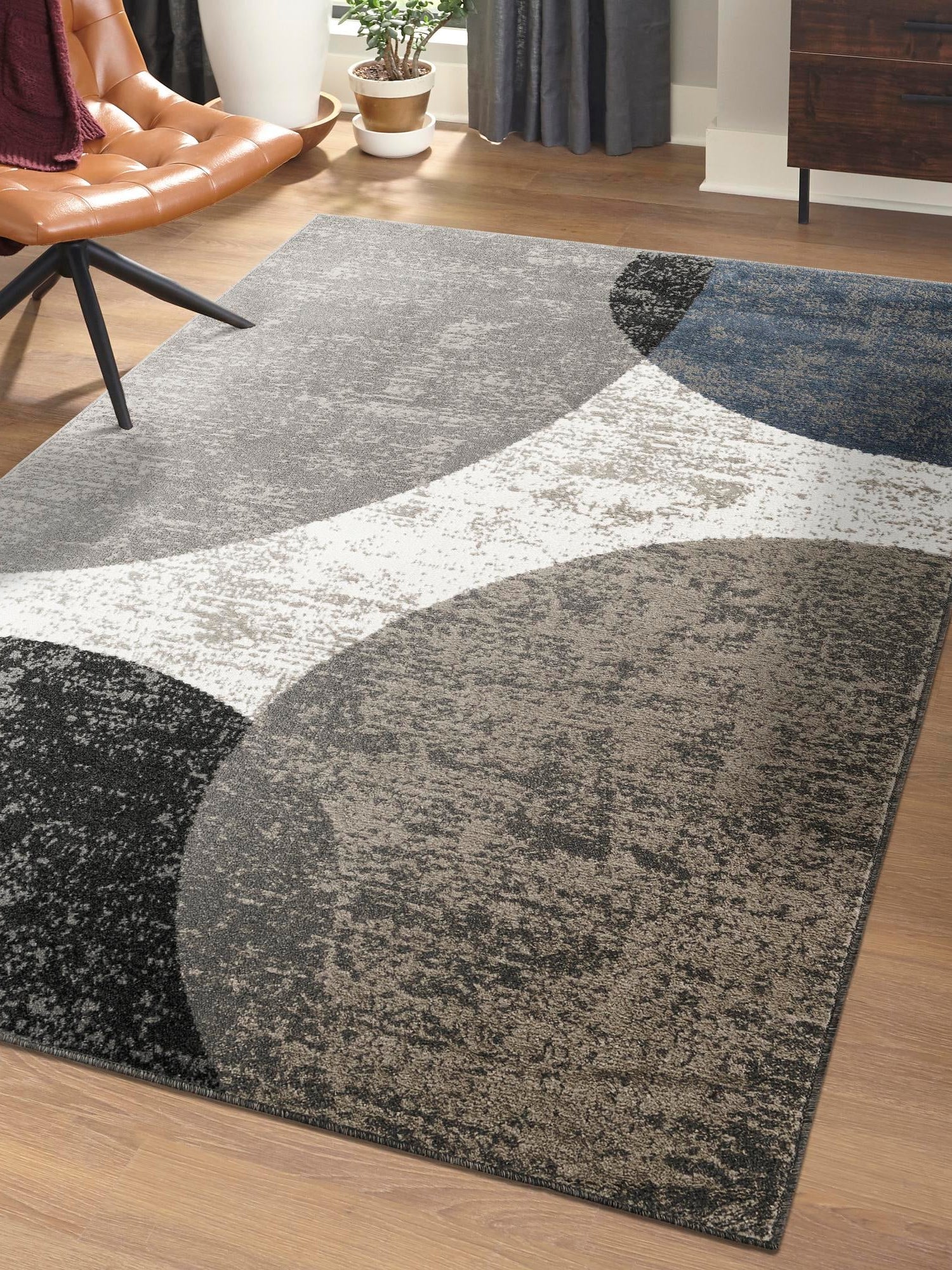 Multicolor 6' 1 x 9' Norge Rectangle Area Rug 100% Polypropylene Easy Clean Non Shed Stain Resistant Modern Carpet for Home Interior Design for Sale at Rug Engine