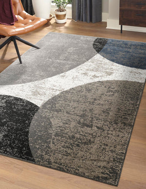 Multicolor 9' x 12' Norge Rectangle Area Rug 100% Polypropylene Easy Clean Non Shed Stain Resistant Modern Carpet for Home Interior Design for Sale at Rug Engine