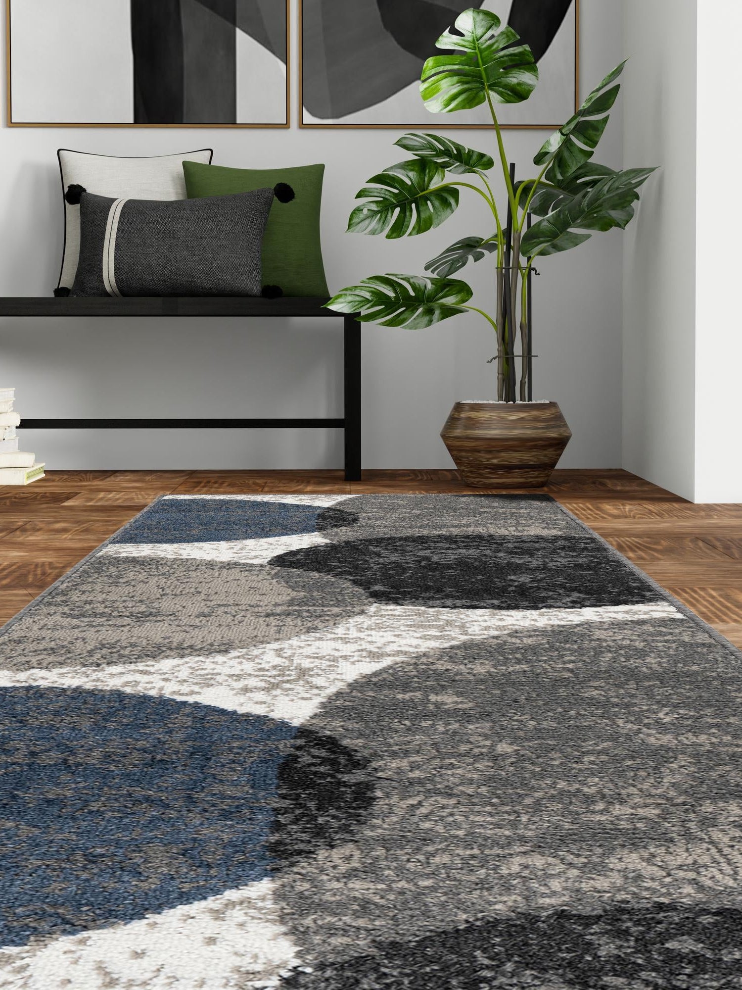 Multicolor 2' x 6' 1 Norge Runner Area Rug 100% Polypropylene Easy Clean Non Shed Stain Resistant Modern Carpet for Home Interior Design for Sale at Rug Engine