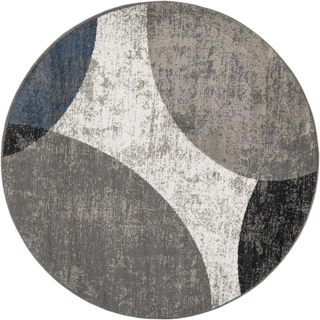 Multicolor 7' 10 x 7' 10 Norge Round Area Rug 100% Polypropylene Easy Clean Non Shed Stain Resistant Modern Carpet for Home Interior Design for Sale at Rug Engine