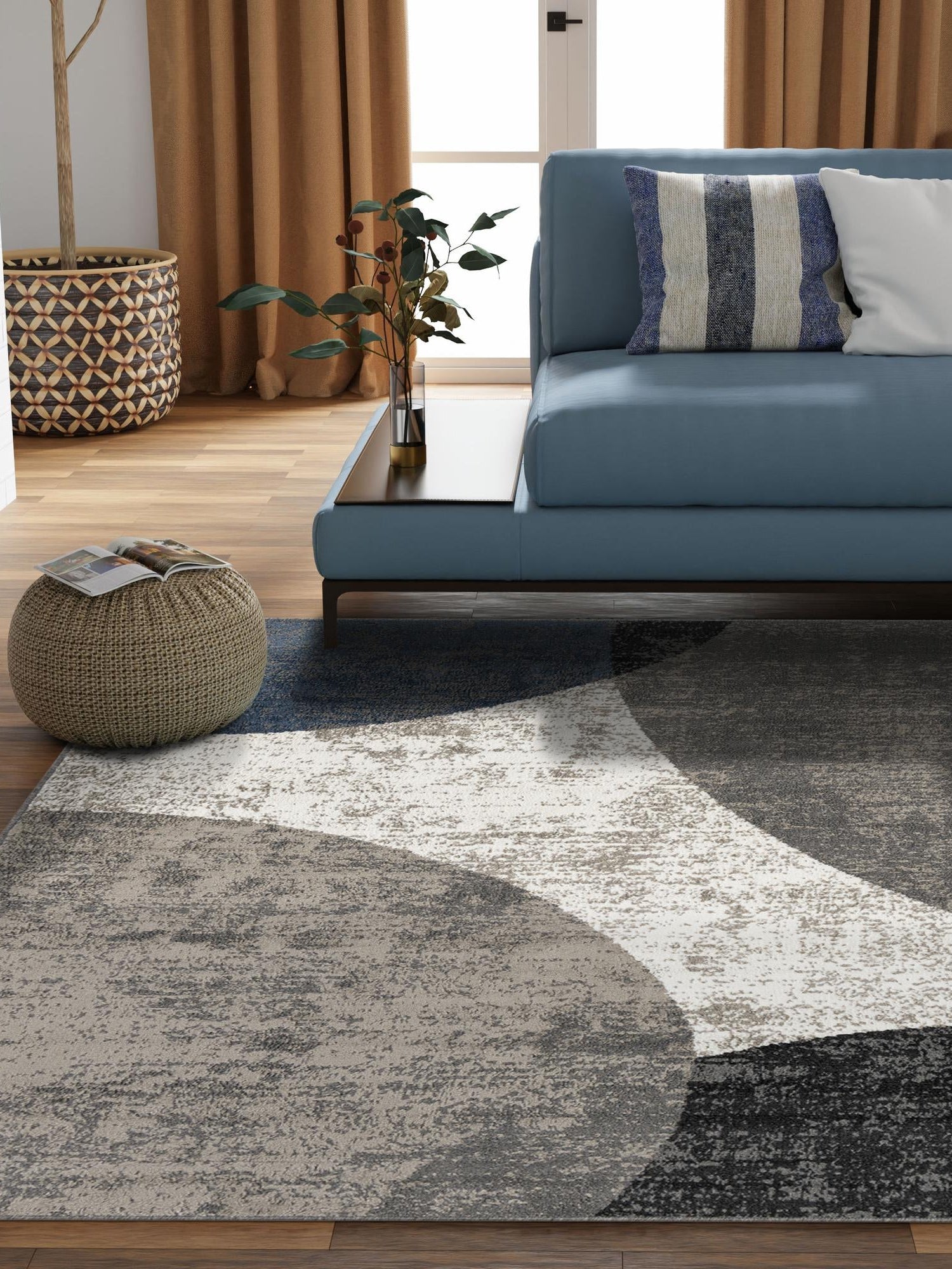 Multicolor 7' 10 x 7' 10 Norge Square Area Rug 100% Polypropylene Easy Clean Non Shed Stain Resistant Modern Carpet for Home Interior Design for Sale at Rug Engine