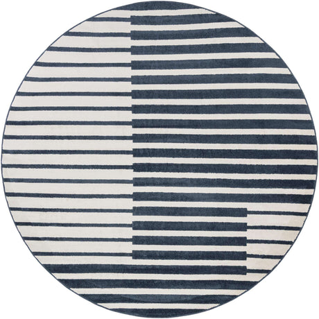 Blue 10' x 10' Norge Round Area Rug 100% Polypropylene Easy Clean Non Shed Stain Resistant Modern Carpet for Home Interior Design for Sale at Rug Engine