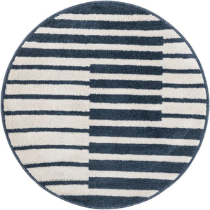 Blue 3' 1 x 3' 1 Norge Round Area Rug 100% Polypropylene Easy Clean Non Shed Stain Resistant Modern Carpet for Home Interior Design for Sale at Rug Engine