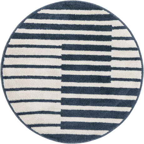 Blue 3' 1 x 3' 1 Norge Round Area Rug 100% Polypropylene Easy Clean Non Shed Stain Resistant Modern Carpet for Home Interior Design for Sale at Rug Engine
