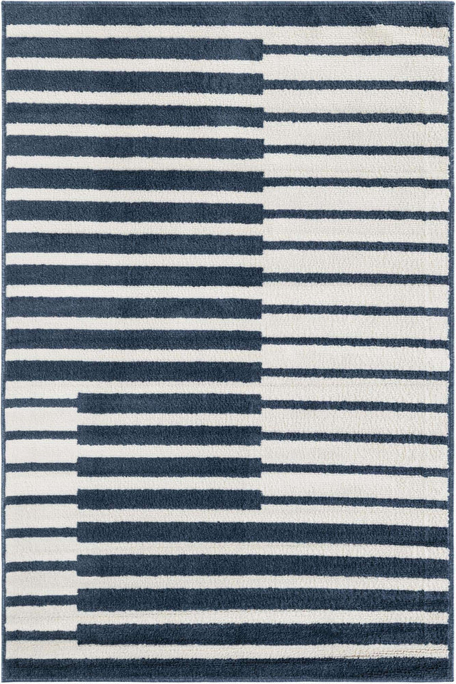 Blue 4' 1 x 6' 1 Norge Rectangle Area Rug 100% Polypropylene Easy Clean Non Shed Stain Resistant Modern Carpet for Home Interior Design for Sale at Rug Engine