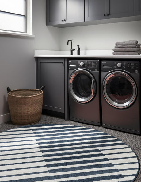 Blue 10' x 10' Norge Round Area Rug 100% Polypropylene Easy Clean Non Shed Stain Resistant Modern Carpet for Home Interior Design for Sale at Rug Engine