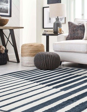 Blue 5' 1 x 5' 1 Norge Round Area Rug 100% Polypropylene Easy Clean Non Shed Stain Resistant Modern Carpet for Home Interior Design for Sale at Rug Engine