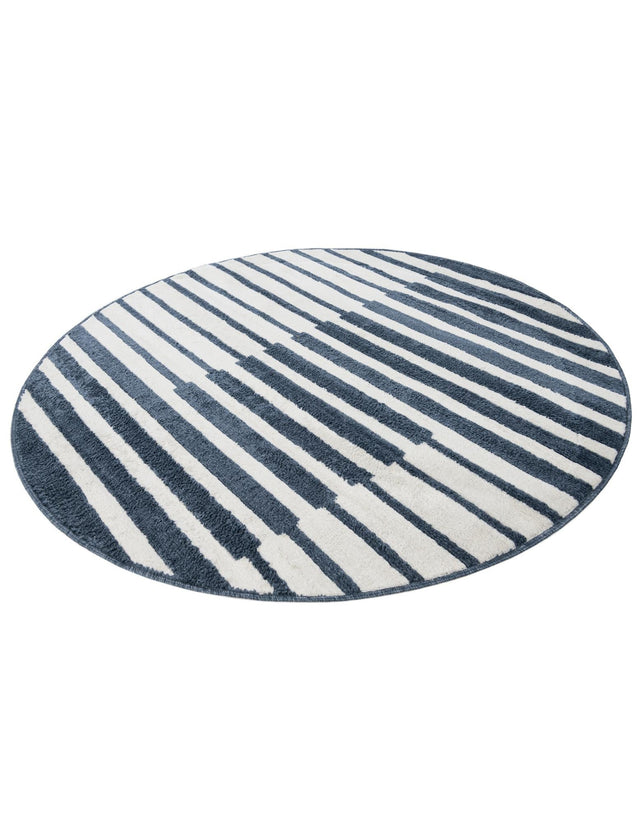 Blue 5' 1 x 5' 1 Norge Round Area Rug 100% Polypropylene Easy Clean Non Shed Stain Resistant Modern Carpet for Home Interior Design for Sale at Rug Engine