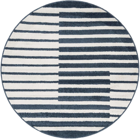 Blue 5' 1 x 5' 1 Norge Round Area Rug 100% Polypropylene Easy Clean Non Shed Stain Resistant Modern Carpet for Home Interior Design for Sale at Rug Engine