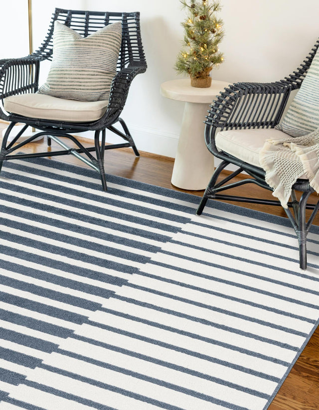 Blue 9' x 12' Norge Rectangle Area Rug 100% Polypropylene Easy Clean Non Shed Stain Resistant Modern Carpet for Home Interior Design for Sale at Rug Engine