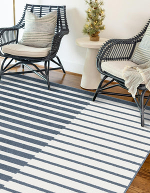 Blue 4' 1 x 6' 1 Norge Rectangle Area Rug 100% Polypropylene Easy Clean Non Shed Stain Resistant Modern Carpet for Home Interior Design for Sale at Rug Engine