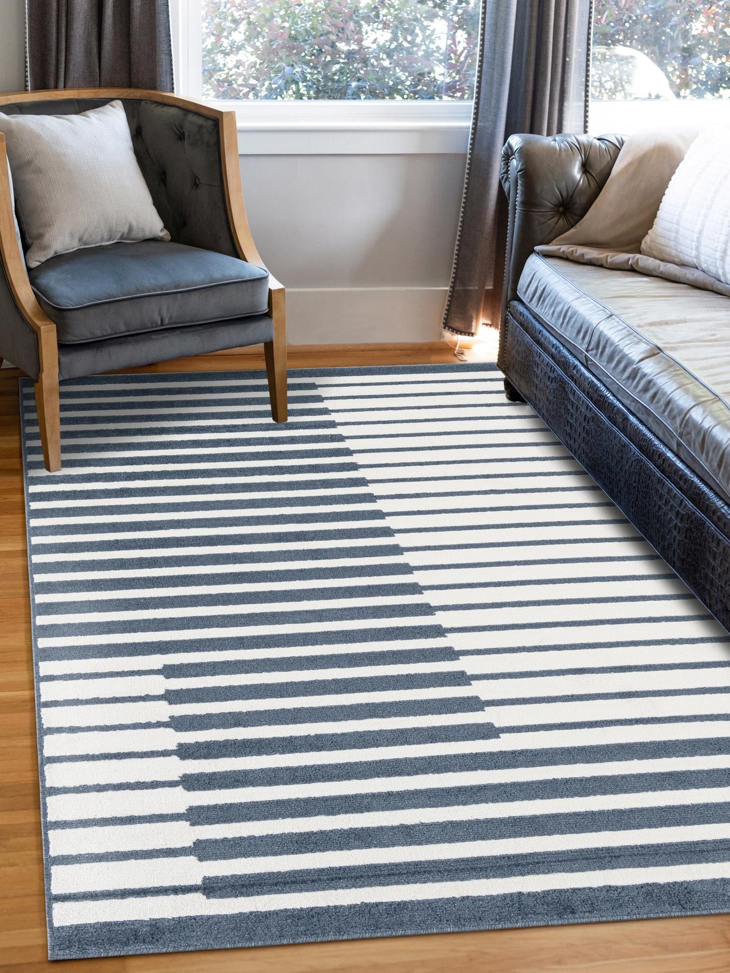 Blue 5' 1 x 7' 1 Norge Rectangle Area Rug 100% Polypropylene Easy Clean Non Shed Stain Resistant Modern Carpet for Home Interior Design for Sale at Rug Engine