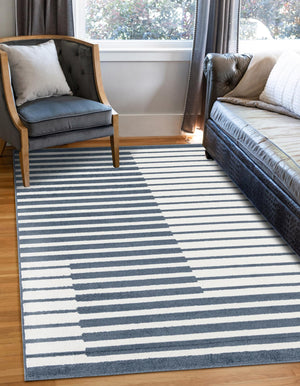 Blue 7' 10 x 10' Norge Rectangle Area Rug 100% Polypropylene Easy Clean Non Shed Stain Resistant Modern Carpet for Home Interior Design for Sale at Rug Engine