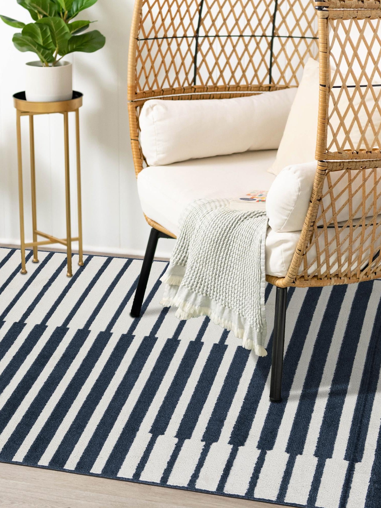 Blue 6' 1 x 9' Norge Rectangle Area Rug 100% Polypropylene Easy Clean Non Shed Stain Resistant Modern Carpet for Home Interior Design for Sale at Rug Engine