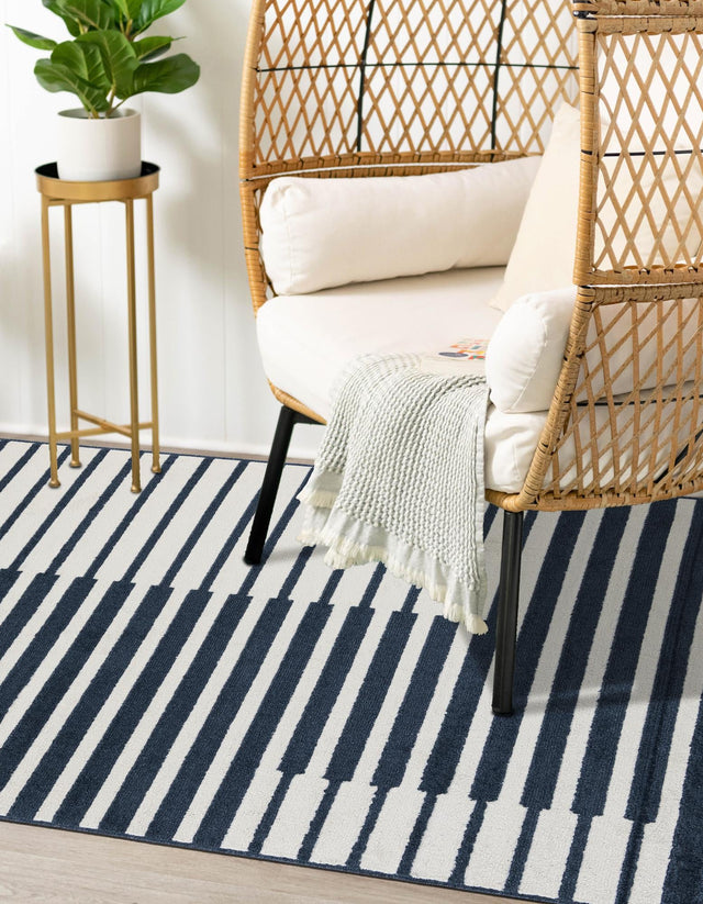 Blue 6' 1 x 9' Norge Rectangle Area Rug 100% Polypropylene Easy Clean Non Shed Stain Resistant Modern Carpet for Home Interior Design for Sale at Rug Engine