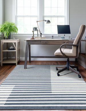 Blue 7' 10 x 10' Norge Rectangle Area Rug 100% Polypropylene Easy Clean Non Shed Stain Resistant Modern Carpet for Home Interior Design for Sale at Rug Engine