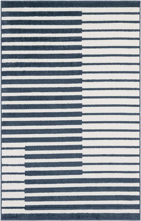 Blue 5' 1 x 8' Norge Rectangle Area Rug 100% Polypropylene Easy Clean Non Shed Stain Resistant Modern Carpet for Home Interior Design for Sale at Rug Engine