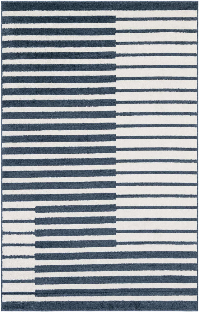 Blue 5' 1 x 8' Norge Rectangle Area Rug 100% Polypropylene Easy Clean Non Shed Stain Resistant Modern Carpet for Home Interior Design for Sale at Rug Engine