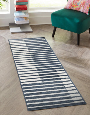 Blue 2' x 6' 1 Norge Runner Area Rug 100% Polypropylene Easy Clean Non Shed Stain Resistant Modern Carpet for Home Interior Design for Sale at Rug Engine