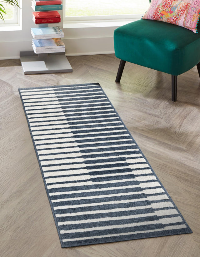 Blue 2' x 6' 1 Norge Runner Area Rug 100% Polypropylene Easy Clean Non Shed Stain Resistant Modern Carpet for Home Interior Design for Sale at Rug Engine