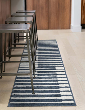 Blue 2' x 8' Norge Runner Area Rug 100% Polypropylene Easy Clean Non Shed Stain Resistant Modern Carpet for Home Interior Design for Sale at Rug Engine