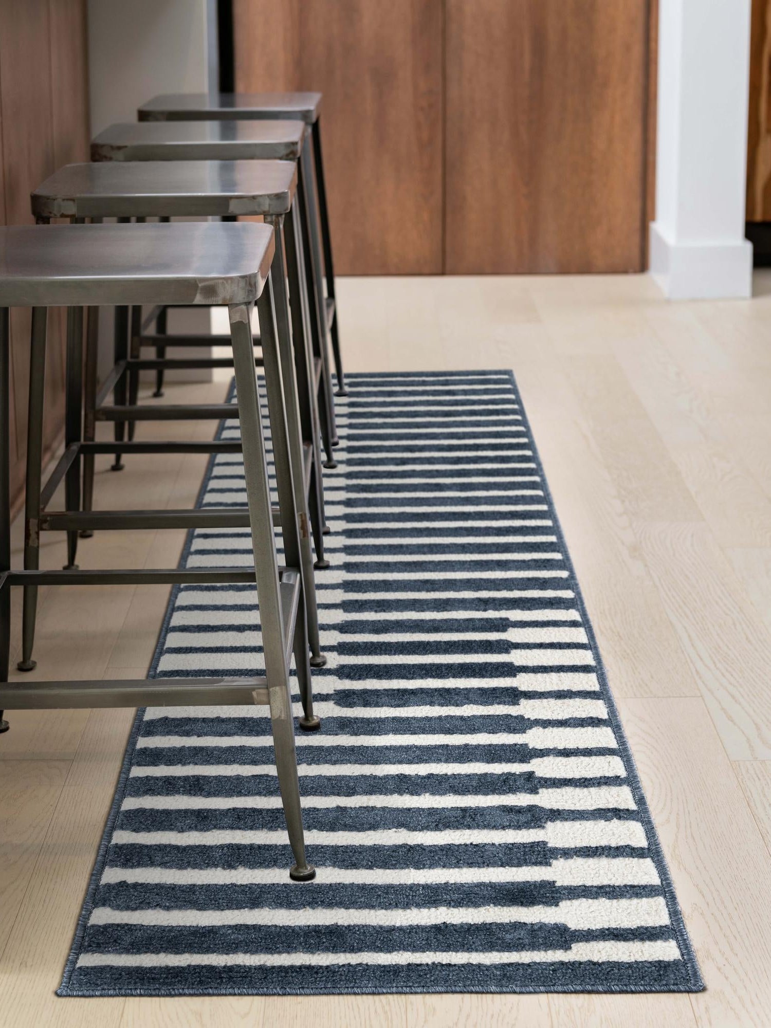 Blue 2' 7 x 10' Norge Runner Area Rug 100% Polypropylene Easy Clean Non Shed Stain Resistant Modern Carpet for Home Interior Design for Sale at Rug Engine