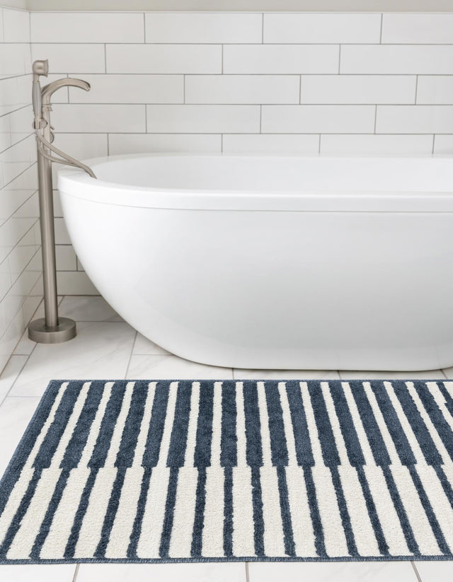 Blue 2' x 6' 1 Norge Runner Area Rug 100% Polypropylene Easy Clean Non Shed Stain Resistant Modern Carpet for Home Interior Design for Sale at Rug Engine