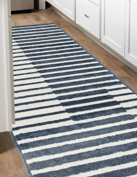 Blue 2' x 8' Norge Runner Area Rug 100% Polypropylene Easy Clean Non Shed Stain Resistant Modern Carpet for Home Interior Design for Sale at Rug Engine