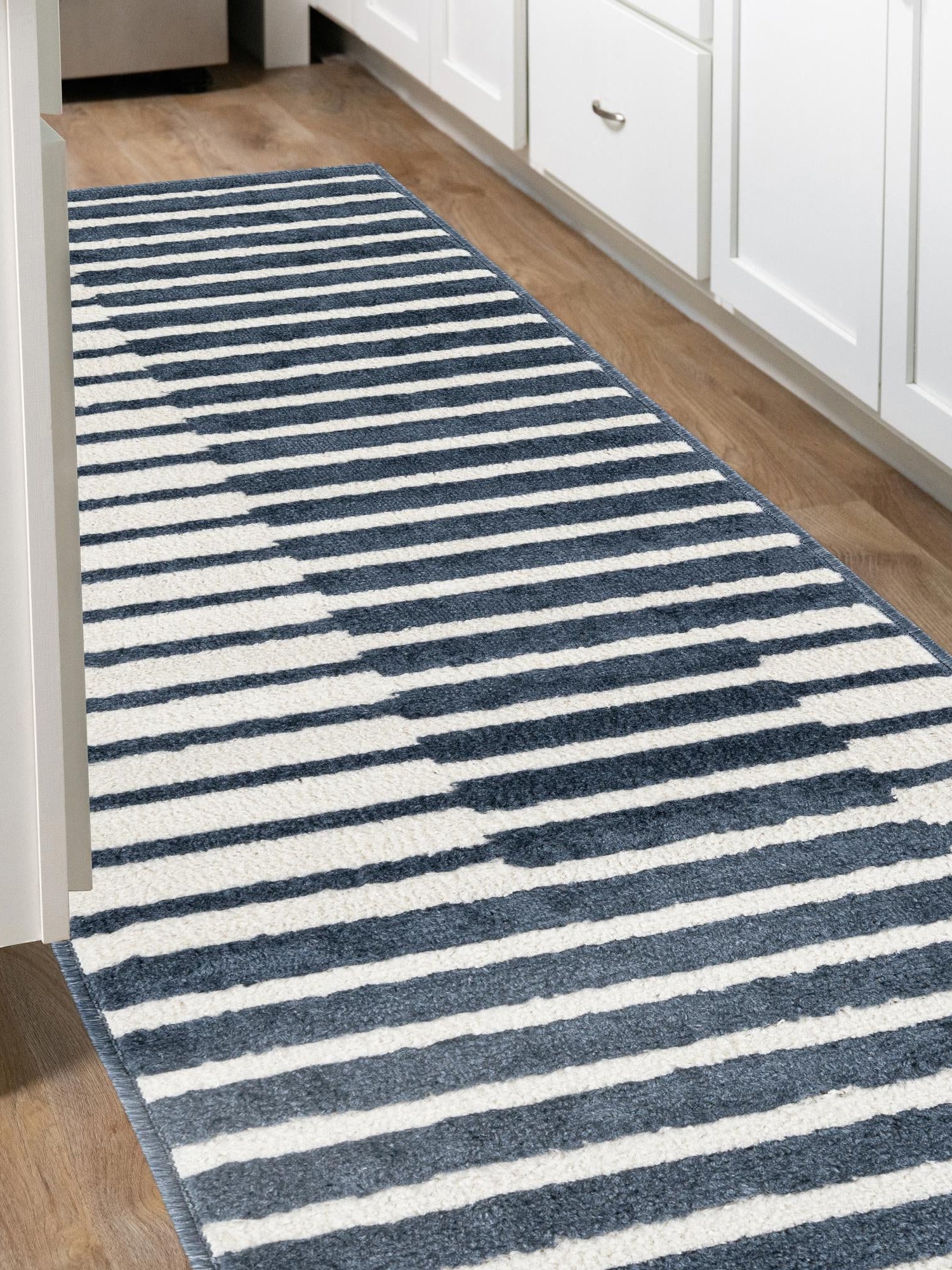 Blue 2' 7 x 10' Norge Runner Area Rug 100% Polypropylene Easy Clean Non Shed Stain Resistant Modern Carpet for Home Interior Design for Sale at Rug Engine