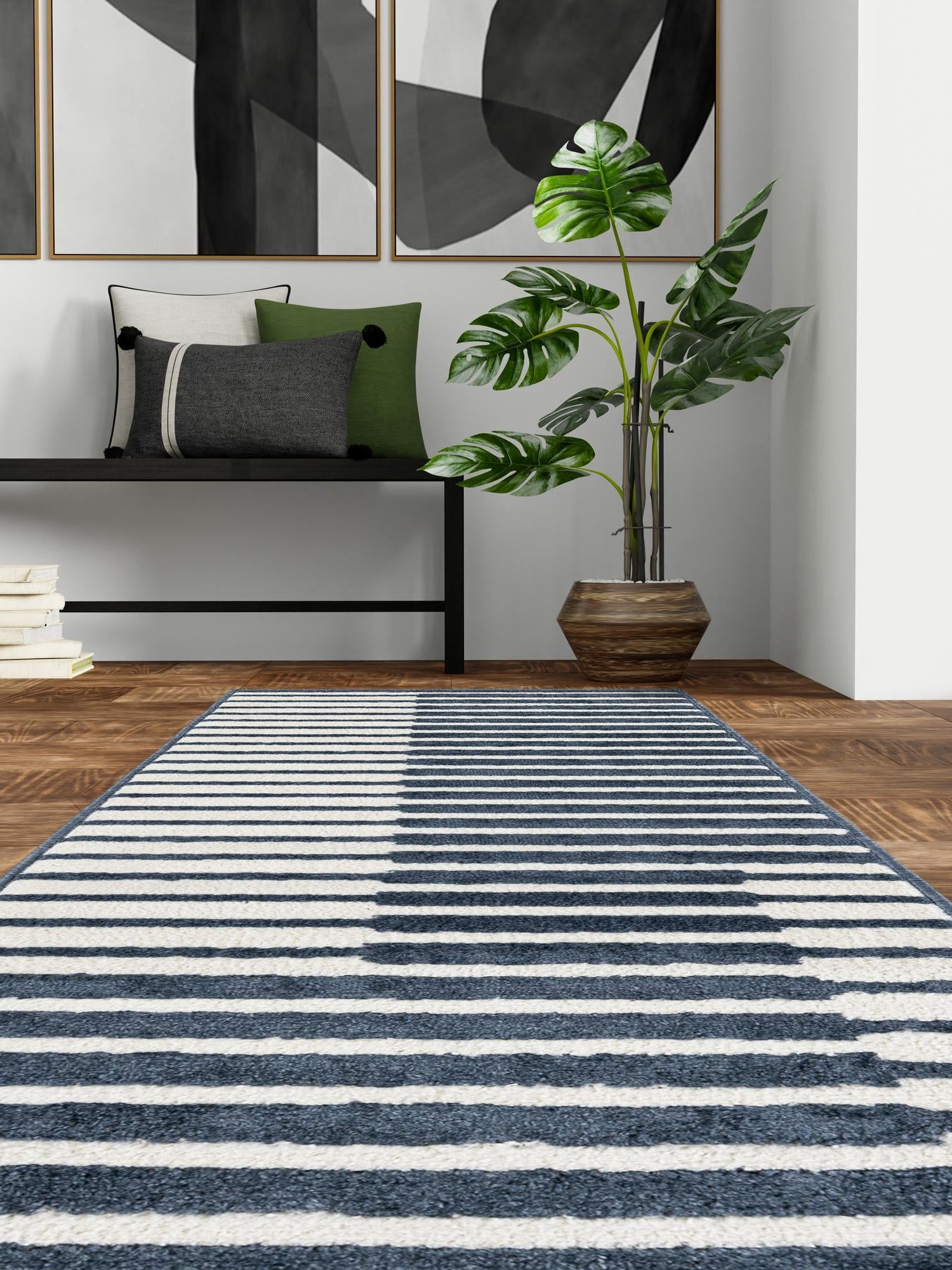 Blue 2' x 8' Norge Runner Area Rug 100% Polypropylene Easy Clean Non Shed Stain Resistant Modern Carpet for Home Interior Design for Sale at Rug Engine