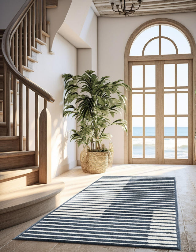 Blue 2' x 6' 1 Norge Runner Area Rug 100% Polypropylene Easy Clean Non Shed Stain Resistant Modern Carpet for Home Interior Design for Sale at Rug Engine
