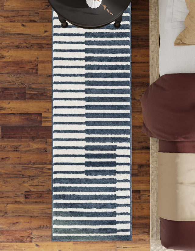 Blue 2' x 6' 1 Norge Runner Area Rug 100% Polypropylene Easy Clean Non Shed Stain Resistant Modern Carpet for Home Interior Design for Sale at Rug Engine