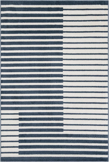 Blue 6' 1 x 9' Norge Rectangle Area Rug 100% Polypropylene Easy Clean Non Shed Stain Resistant Modern Carpet for Home Interior Design for Sale at Rug Engine