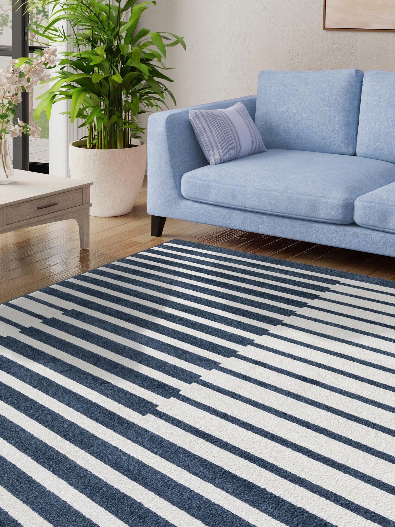 Blue 10' x 10' Norge Square Area Rug 100% Polypropylene Easy Clean Non Shed Stain Resistant Modern Carpet for Home Interior Design for Sale at Rug Engine