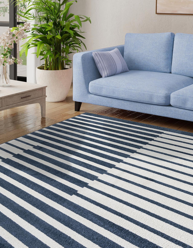 Blue 10' x 10' Norge Square Area Rug 100% Polypropylene Easy Clean Non Shed Stain Resistant Modern Carpet for Home Interior Design for Sale at Rug Engine