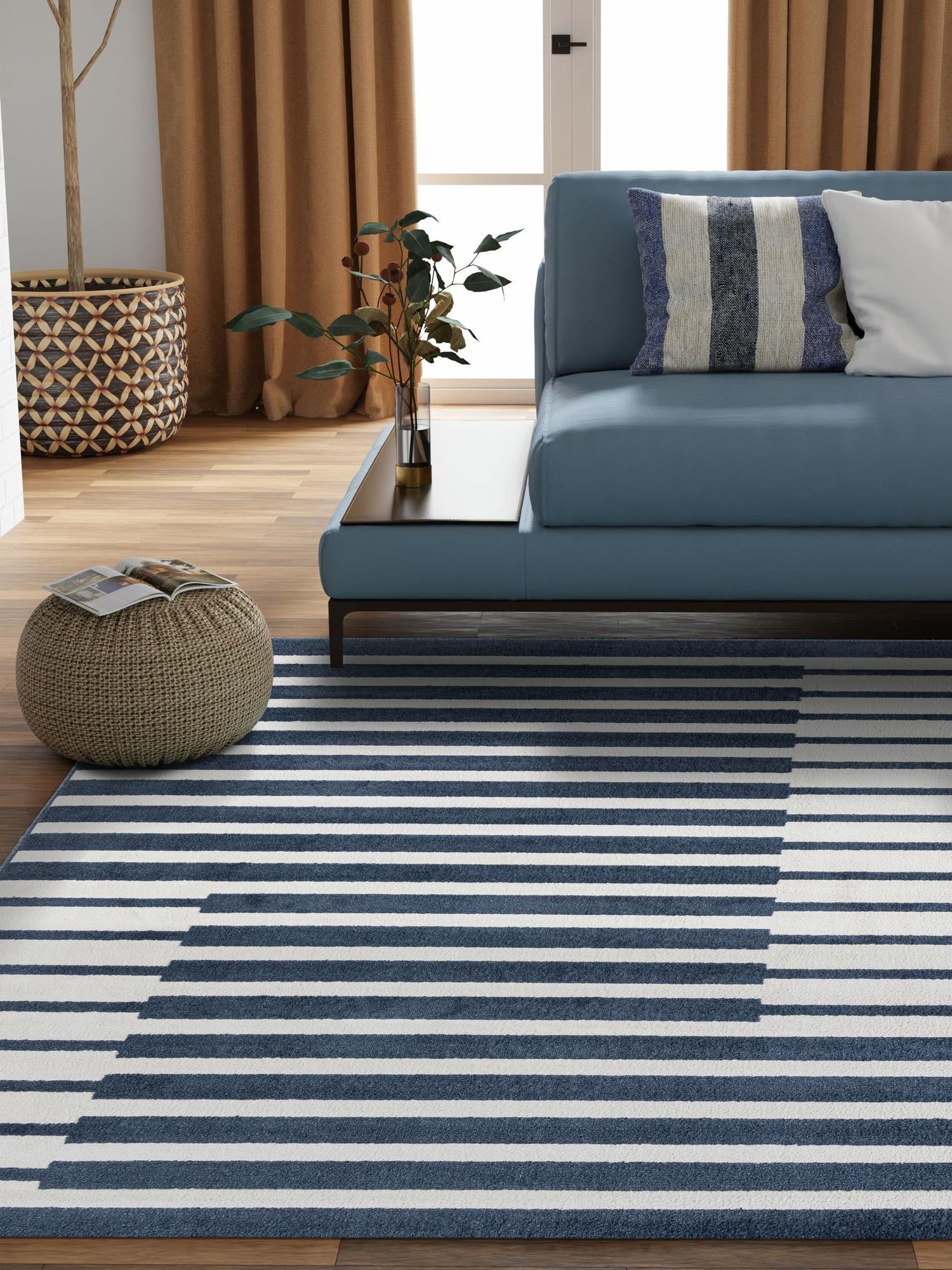 Blue 10' x 10' Norge Square Area Rug 100% Polypropylene Easy Clean Non Shed Stain Resistant Modern Carpet for Home Interior Design for Sale at Rug Engine