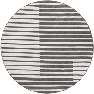 Gray 10' x 10' Norge Round Area Rug 100% Polypropylene Easy Clean Non Shed Stain Resistant Modern Carpet for Home Interior Design for Sale at Rug Engine
