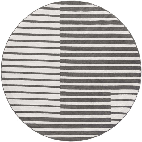 Gray 10' x 10' Norge Round Area Rug 100% Polypropylene Easy Clean Non Shed Stain Resistant Modern Carpet for Home Interior Design for Sale at Rug Engine