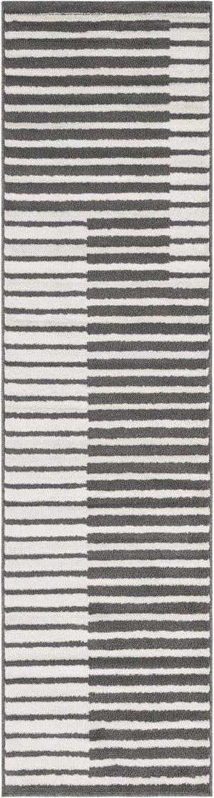 Gray 2' 7 x 10' Norge Runner Area Rug 100% Polypropylene Easy Clean Non Shed Stain Resistant Modern Carpet for Home Interior Design for Sale at Rug Engine